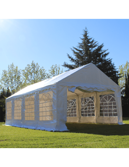 Carpa 4x8 para fiestas pvc vista frontal lateral
