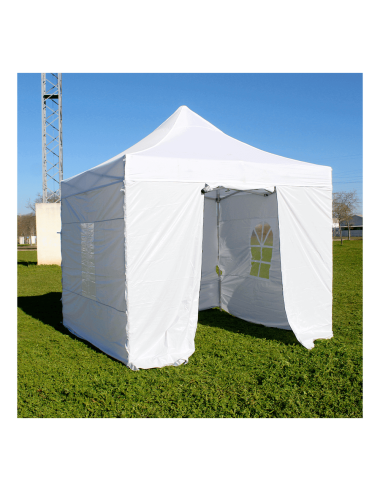 Carpa Plegable 3x3 Premium montada con laterales lado izquierdo