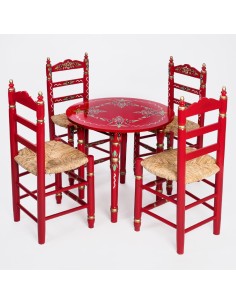 Pack de Mesa e quatro Cadeiras Sevilhanas vermelho