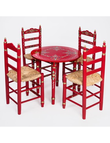 Pack de Mesa e quatro Cadeiras Sevilhanas vermelho