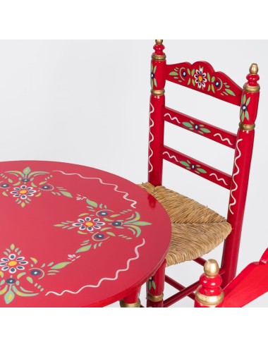 Pack de Mesa e quatro Cadeiras Sevilhanas vermelho