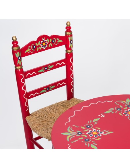 Pack de Mesa e quatro Cadeiras Sevilhanas vermelho