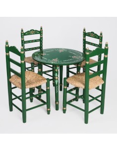Pack de mesa e quatro cadeiras verde Sevillanas
