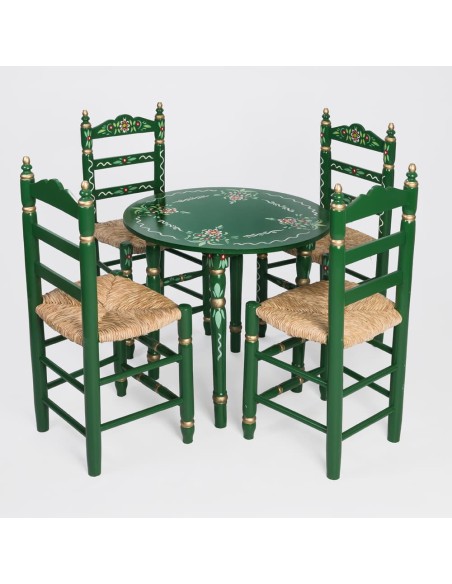 Pack de Mesa y Cuatro Sillas Sevillanas verde