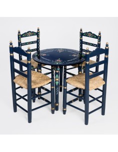 Pack de Mesa y cuatro Sillas Sevillanas azul