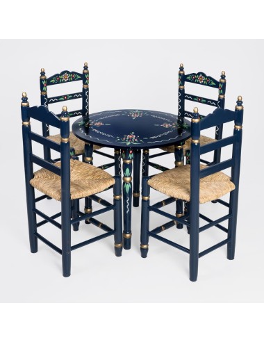 Pack de Mesa y cuatro Sillas Sevillanas azul