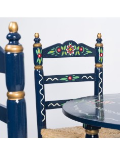 Pack de Mesa e quatro Cadeiras Sevilhanas azuis 2