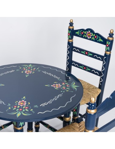 Pack de Mesa e quatro Cadeiras Sevilhanas azuis