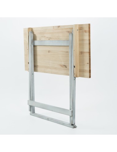 Mesa velador de madera plegable rústica 120x60