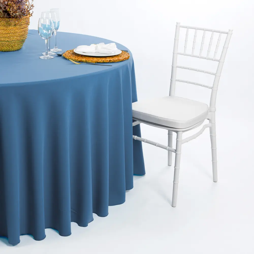 Mantel redondo azul ancla