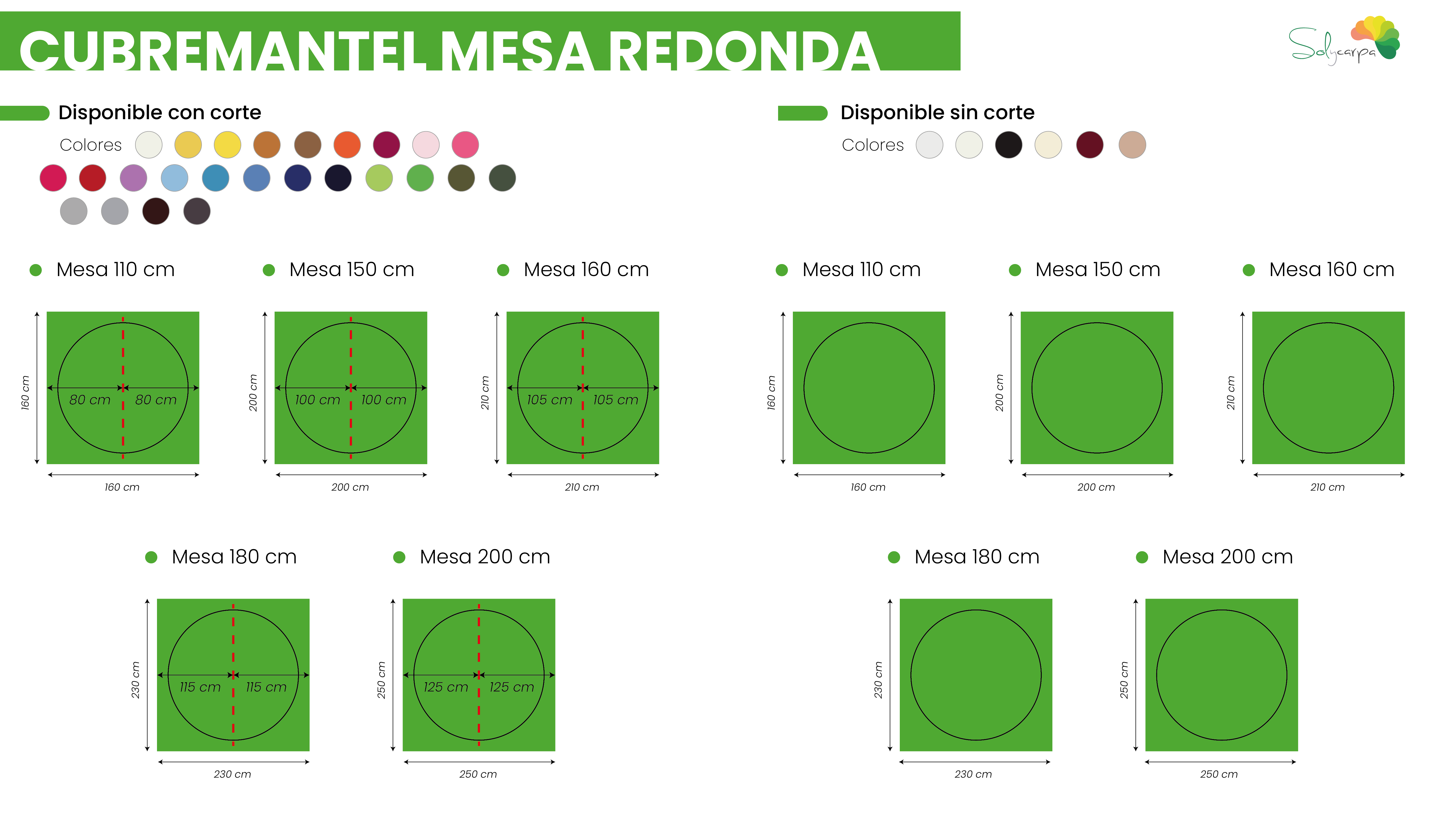 Medidas Cubremantel Redondo