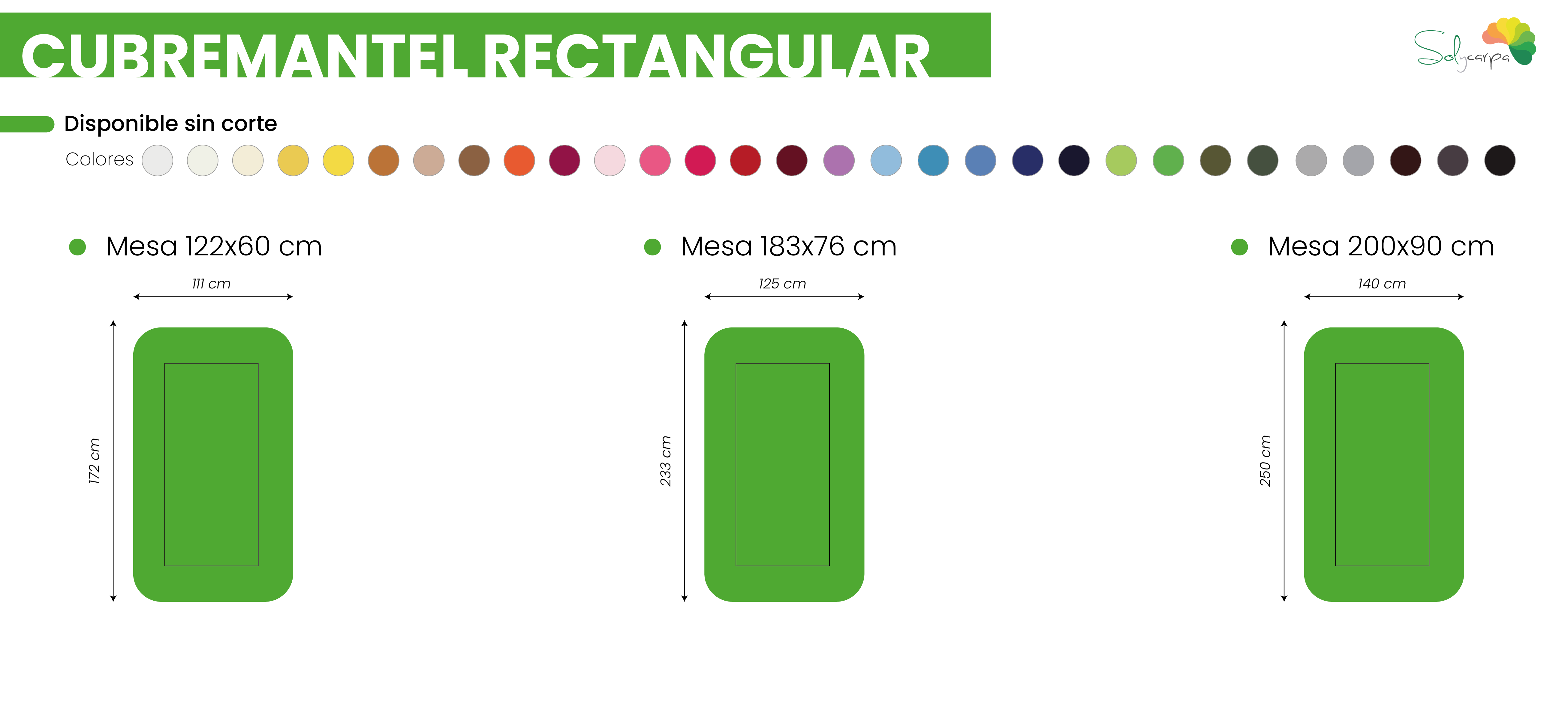 Medidas cubremantel mesa rectangular