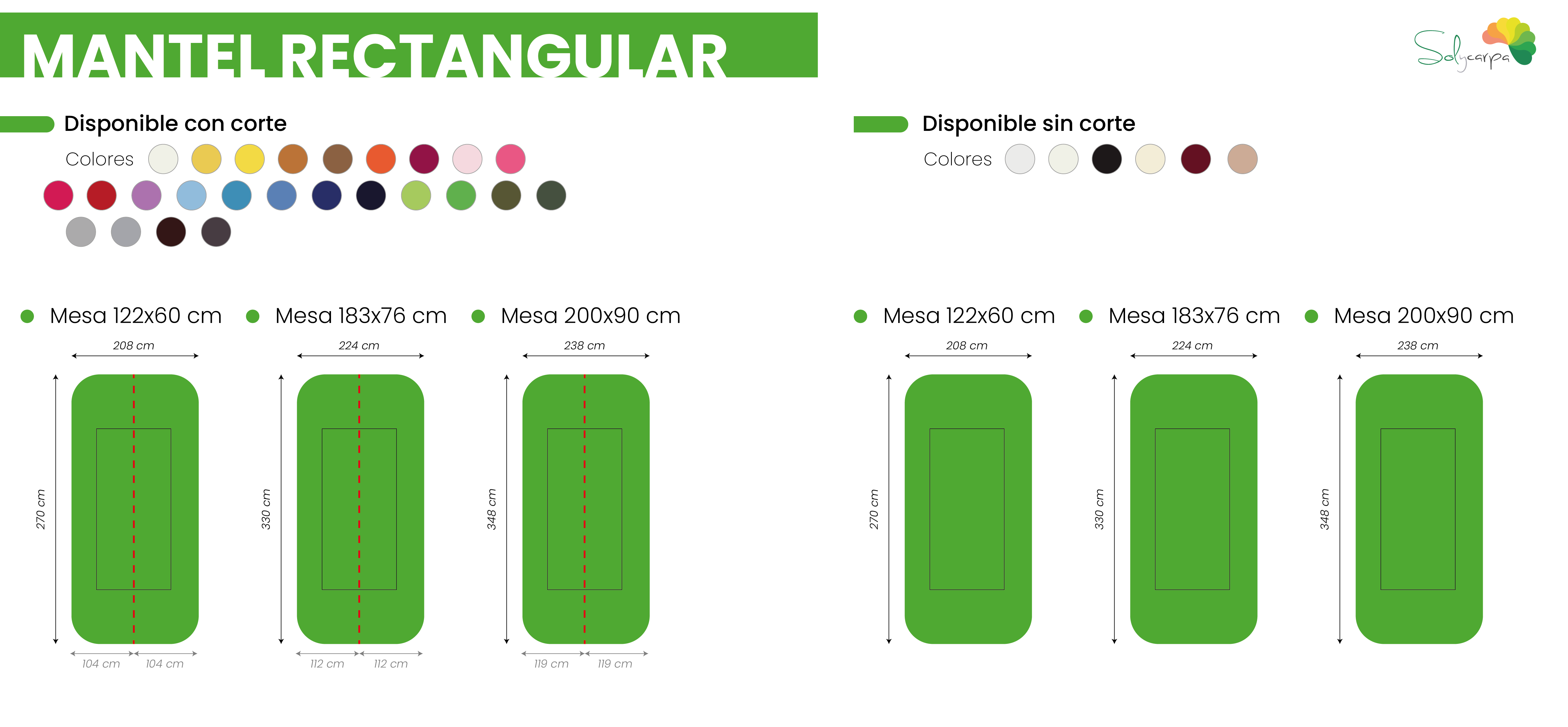 medidas manteles rectangulares